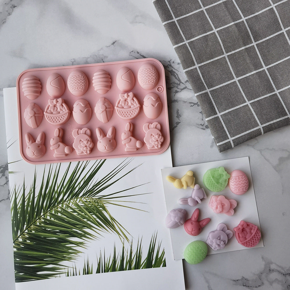 Silicone 18 Easter Egg Rabbit Chocolate Mold Ice Cream Jelly Pudding Soap Cake Mold Baking Tools