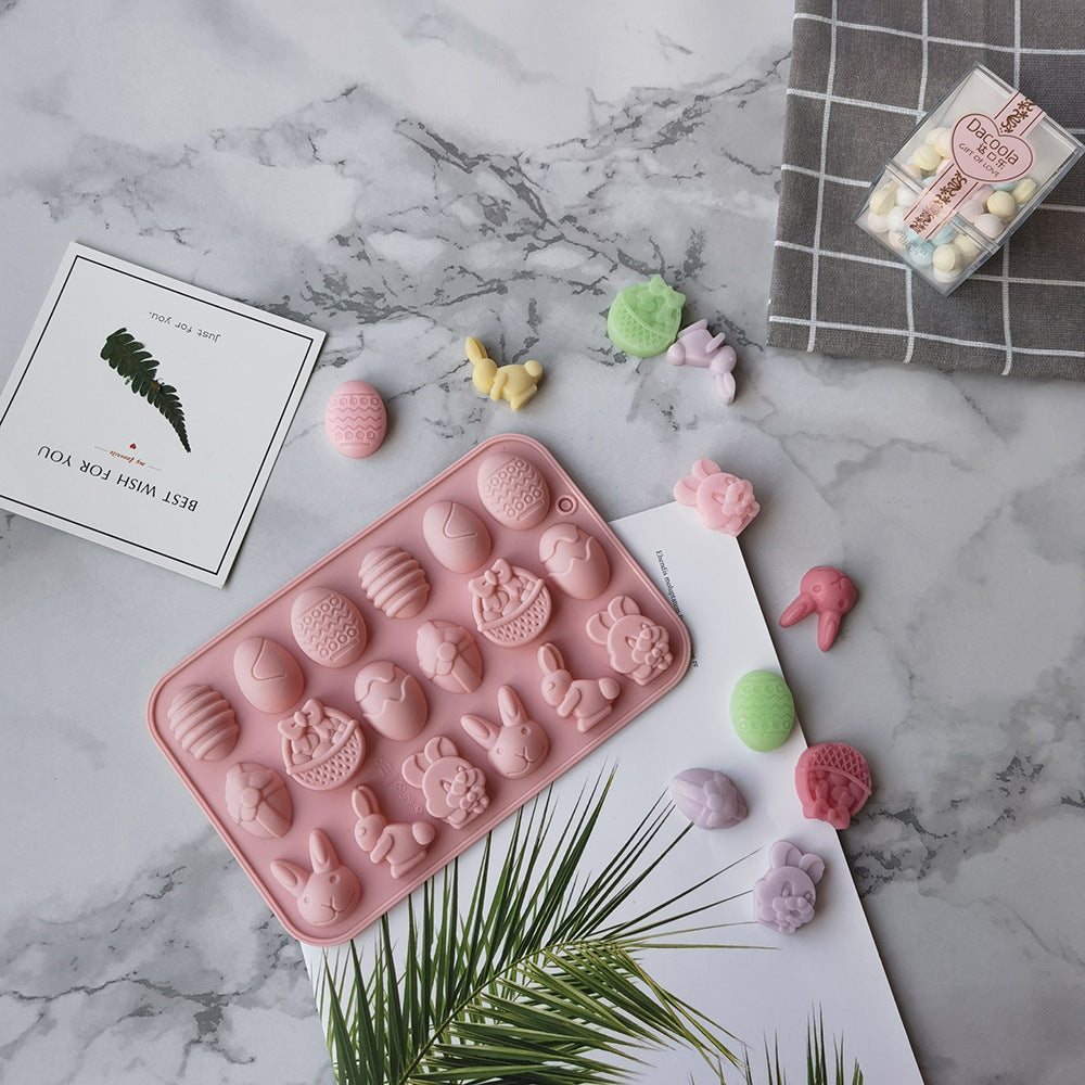 Silicone 18 Easter Egg Rabbit Chocolate Mold Ice Cream Jelly Pudding Soap Cake Mold Baking Tools