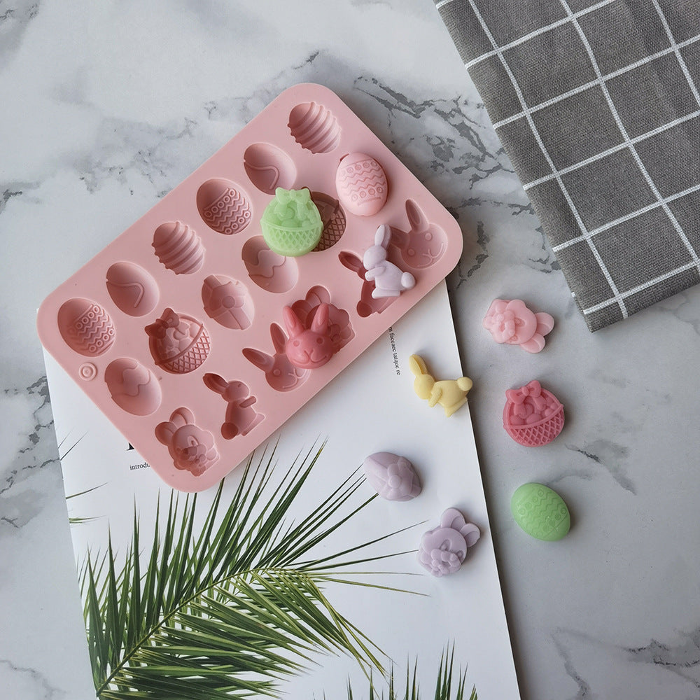 Silicone 18 Easter Egg Rabbit Chocolate Mold Ice Cream Jelly Pudding Soap Cake Mold Baking Tools